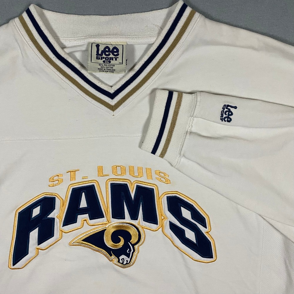 Vintage Lee Sport St. Louis Rams NFL‎ Pullover V-Neck Shirt White Mens XL